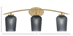 Kurve Three Light Bath Bar in New Age Brass with 5" Smoke Textured Shade
