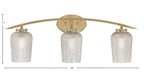 Kurve Three Light Bath Bar in New Age Brass with 5" Silver Textured Shade