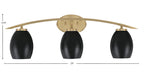 Kurve Three Light Bath Bar in New Age Brass with 5" Matte Black Oval Metal Shade Shade