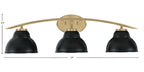 Kurve Three Light Bath Bar in New Age Brass with 7" Matte Black Double Bubble Metal Shade Shade