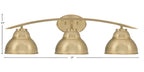 Kurve Three Light Bath Bar in New Age Brass with 7" New Age Brass Double Bubble Metal Shade Shade