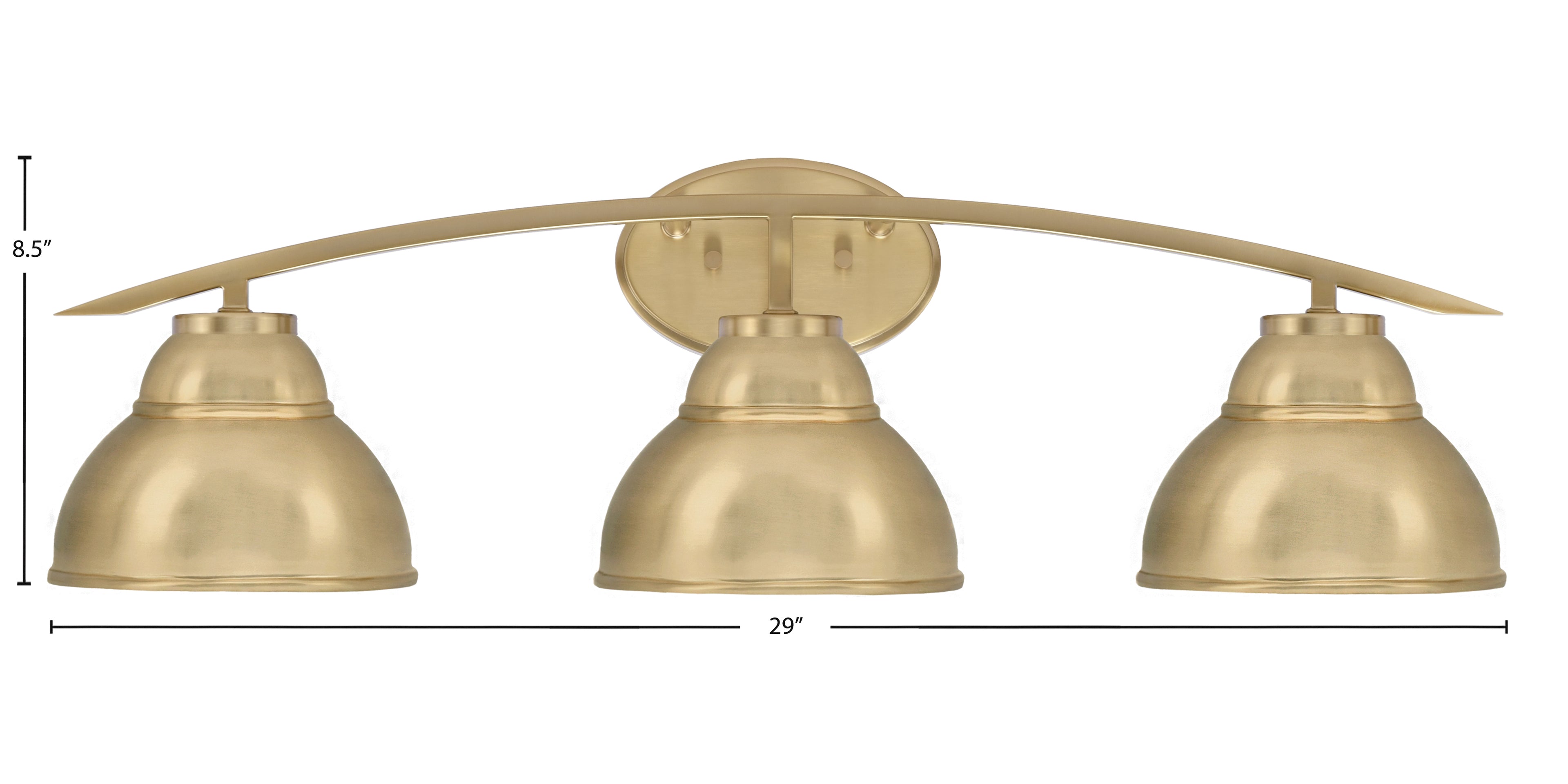 Kurve Three Light Bath Bar in New Age Brass with 7" New Age Brass Double Bubble Metal Shade Shade