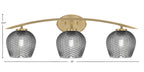 Kurve Three Light Bath Bar in New Age Brass with 6" Smoke Textured Shade