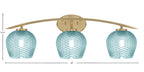 Kurve Three Light Bath Bar in New Age Brass with 6" Turquoise Textured Shade