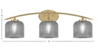 Kurve Three Light Bath Bar in New Age Brass with 6" Smoke Textured Shade