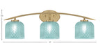 Kurve Three Light Bath Bar in New Age Brass with 6" Turquoise Textured Shade