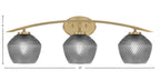 Kurve Three Light Bath Bar in New Age Brass with 6" Smoke Textured Shade