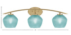 Kurve Three Light Bath Bar in New Age Brass with 6" Turquoise Textured Shade
