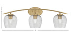 Kurve Three Light Bath Bar in New Age Brass with 6" Smoke Bubble Shade