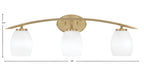 Kurve Three Light Bath Bar in New Age Brass with 5" White Linen Shade