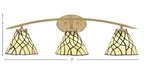 Kurve Three Light Bath Bar in New Age Brass with 7" Sandhill Art Glass Shade