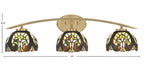 Kurve Three Light Bath Bar in New Age Brass with 7" Ivory Cypress Art Glass Shade