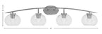 Kurve Four Light Bath Bar in Graphite with Clear Bubble Shade