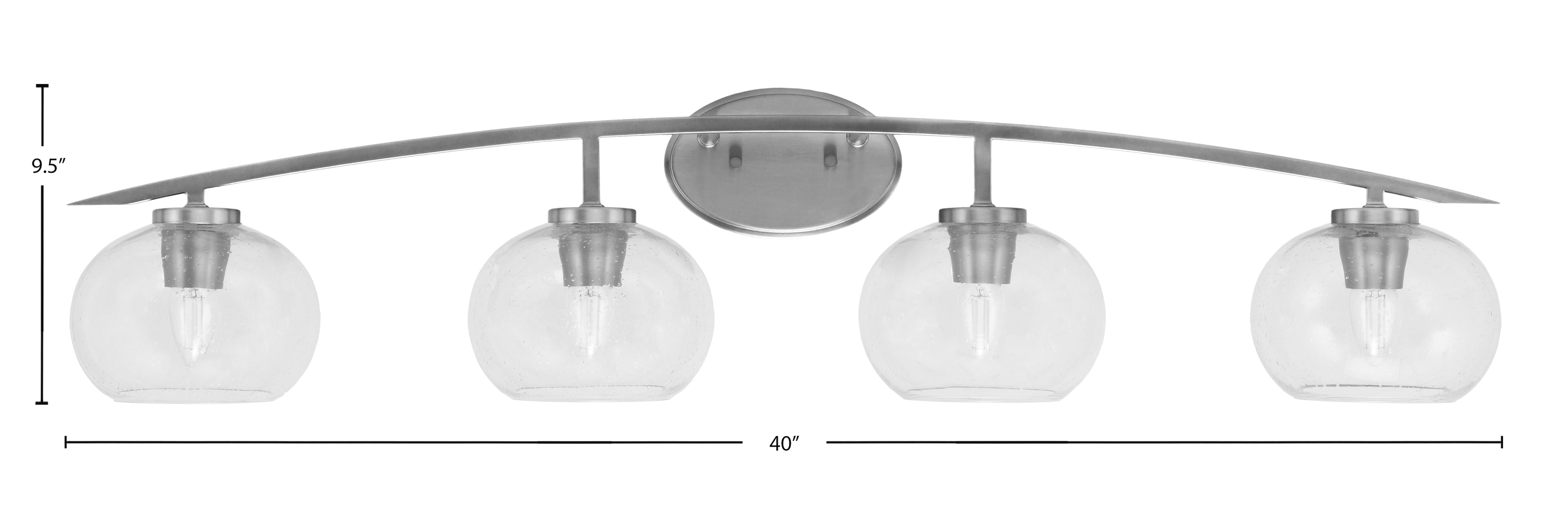 Kurve Four Light Bath Bar in Graphite with Clear Bubble Shade