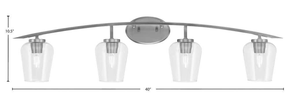 Kurve Four Light Bath Bar in Graphite with Clear Bubble Shade