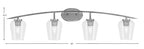 Kurve Four Light Bath Bar in Graphite with Clear Bubble Shade