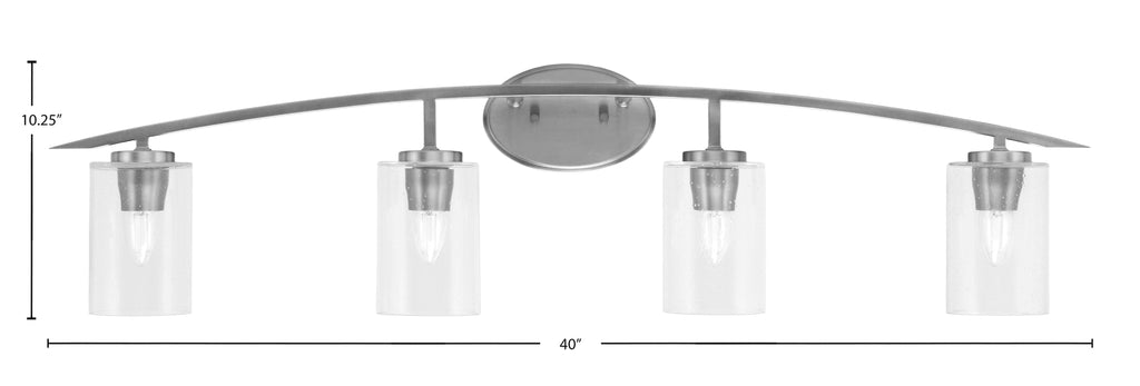 Kurve Four Light Bath Bar in Graphite with Clear Bubble Shade