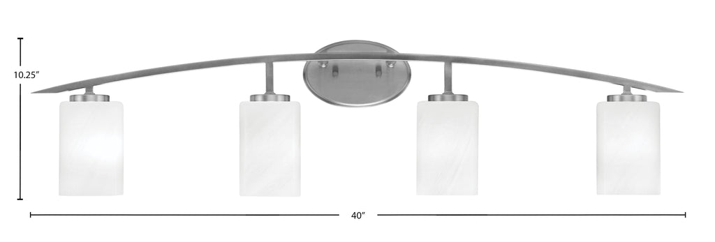 Kurve Four Light Bath Bar in Graphite with White Marble Shade