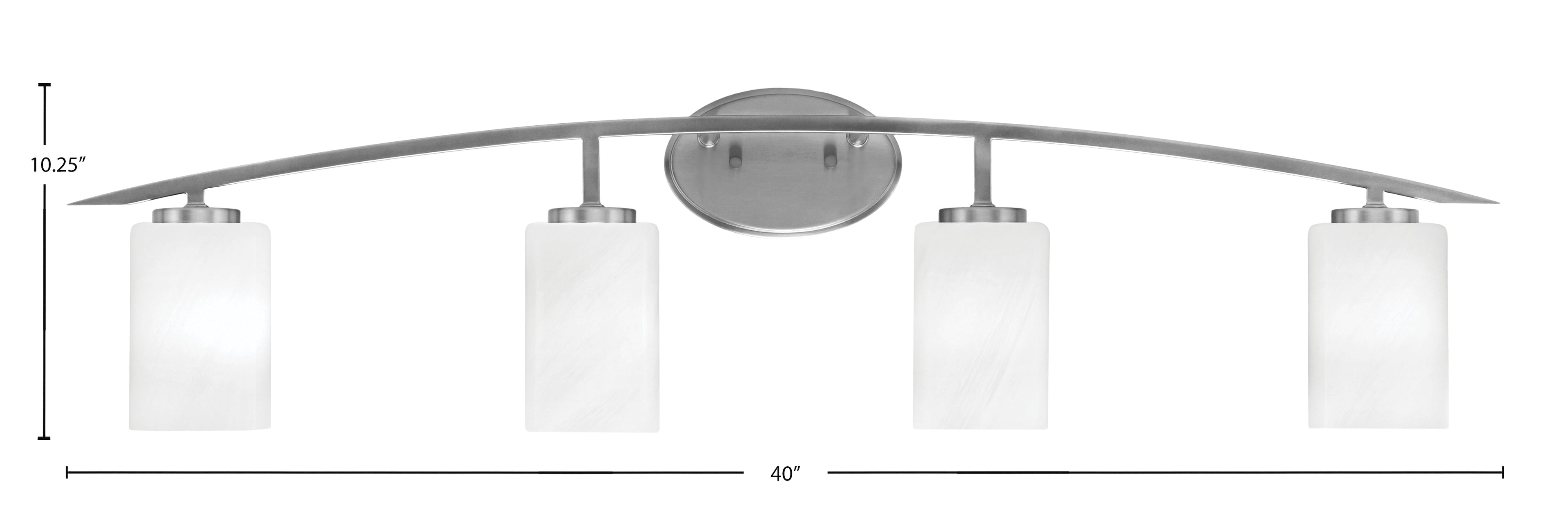 Kurve Four Light Bath Bar in Graphite with White Marble Shade