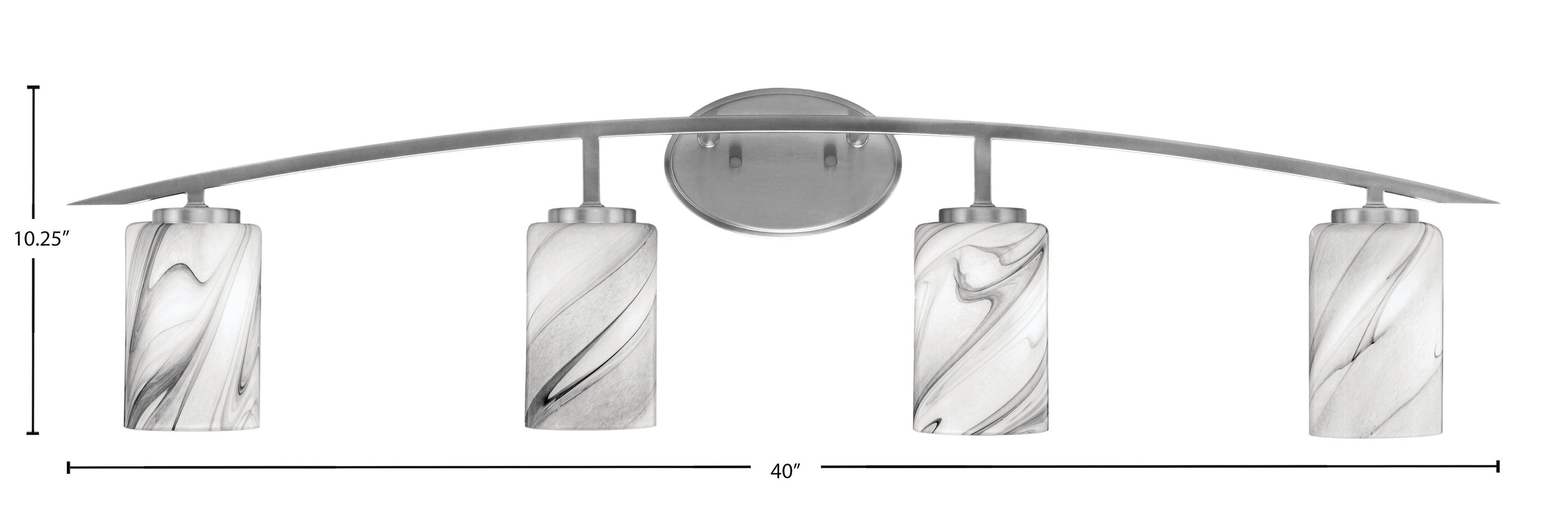 Kurve Four Light Bath Bar in Graphite with Onyx Swirl Shade