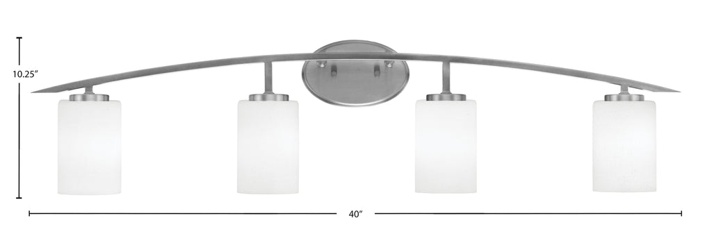 Kurve Four Light Bath Bar in Graphite with White Muslin Shade
