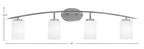 Kurve Four Light Bath Bar in Graphite with White Muslin Shade