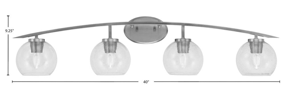 Kurve Four Light Bath Bar in Graphite with Clear Bubble Shade