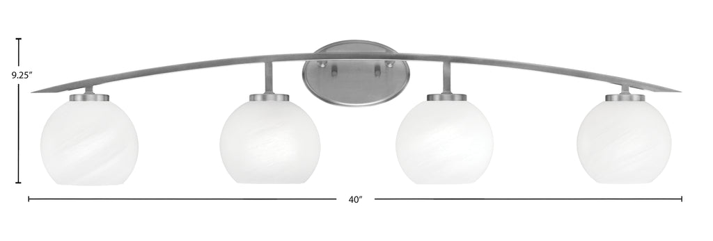 Kurve Four Light Bath Bar in Graphite with White Marble Shade