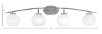Kurve Four Light Bath Bar in Graphite with White Marble Shade