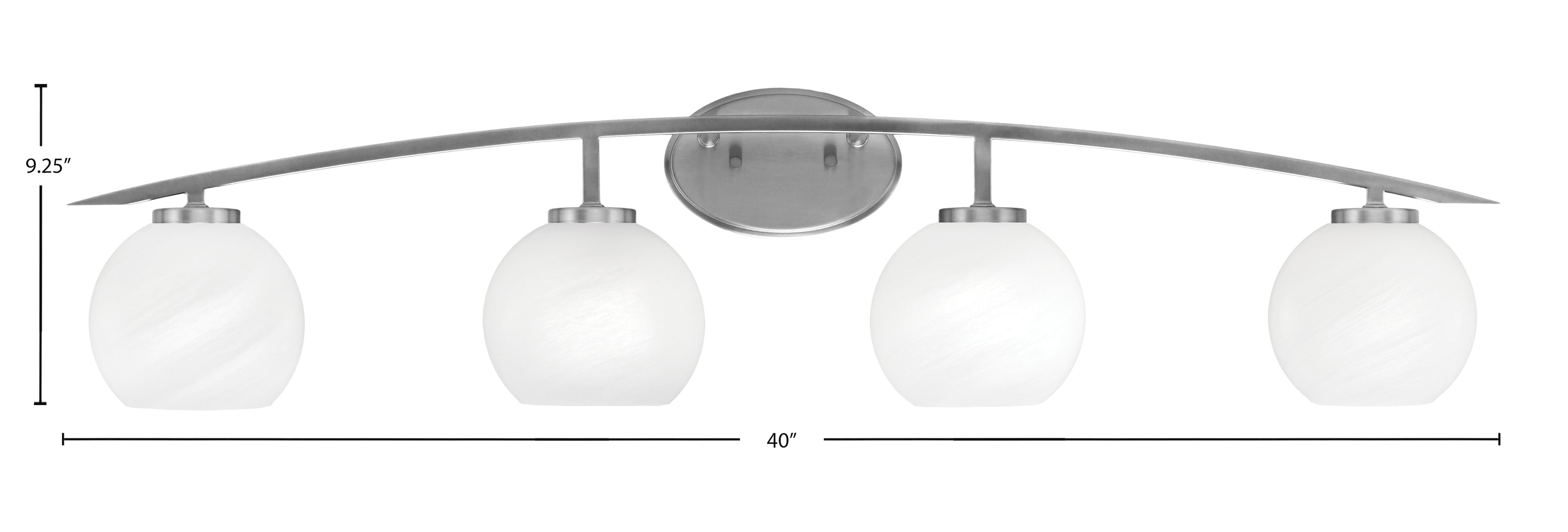 Kurve Four Light Bath Bar in Graphite with White Marble Shade