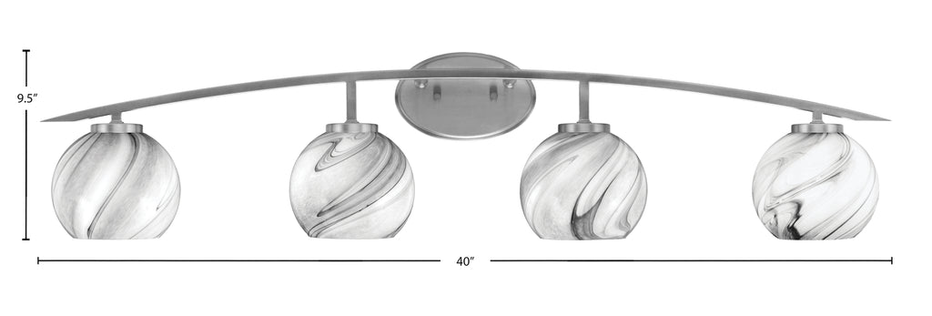 Kurve Four Light Bath Bar in Graphite with Onyx Swirl Shade