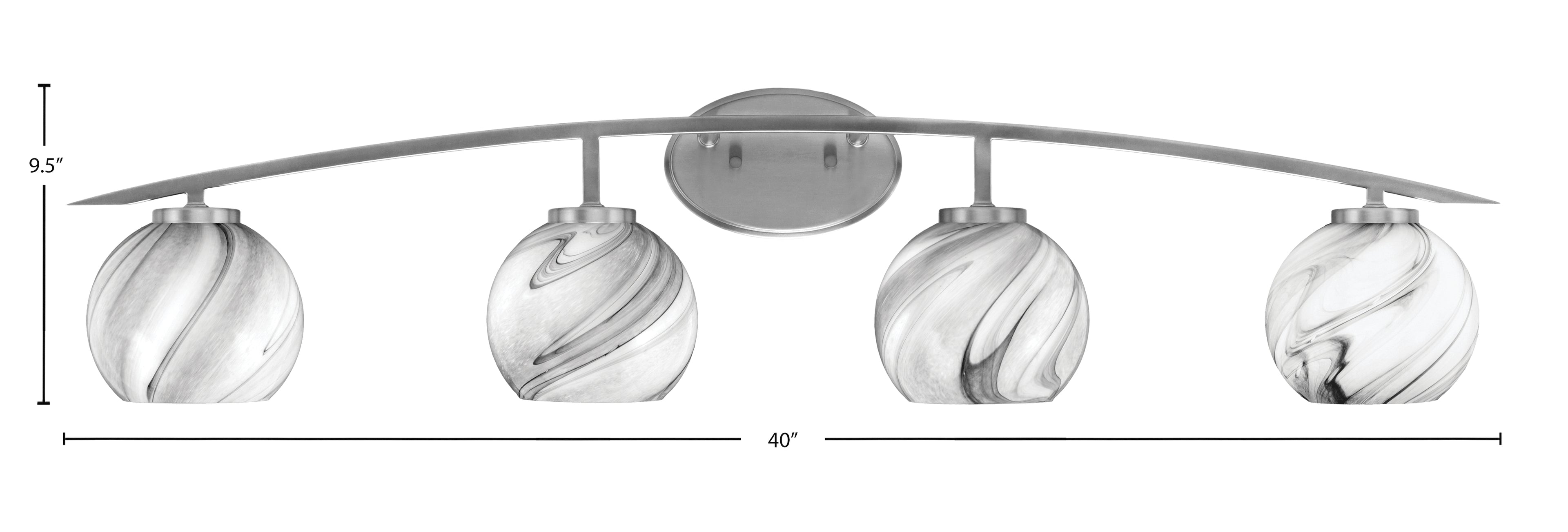 Kurve Four Light Bath Bar in Graphite with Onyx Swirl Shade