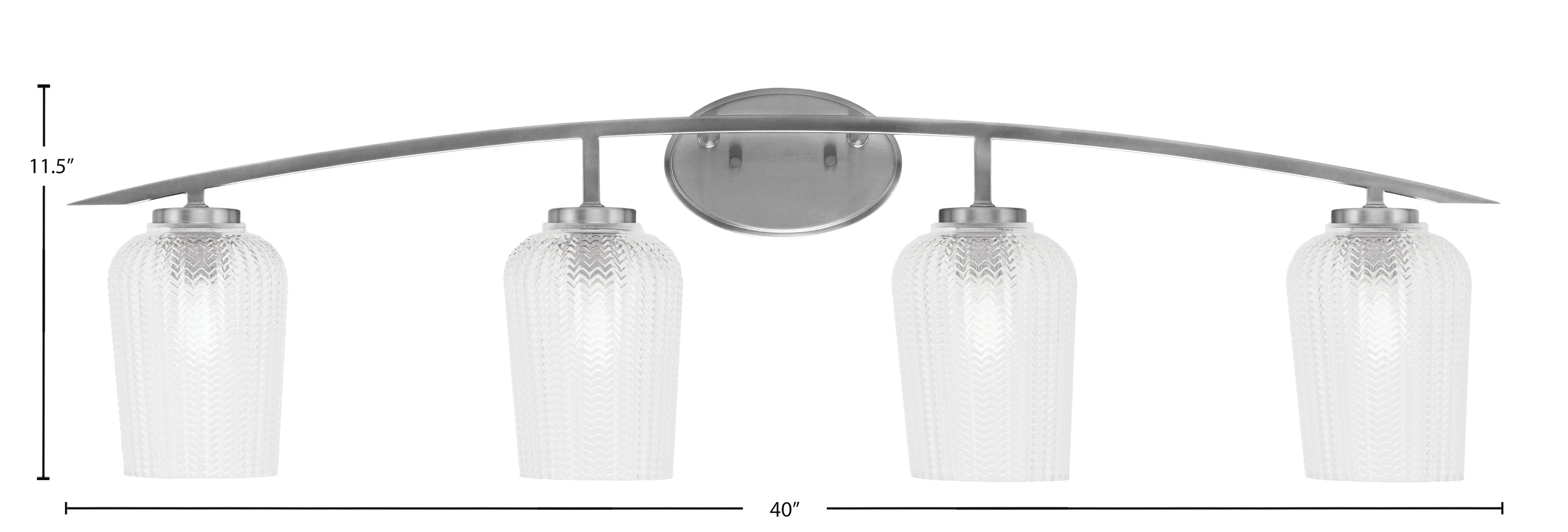 Kurve Four Light Bath Bar in Graphite with Clear Textured Shade