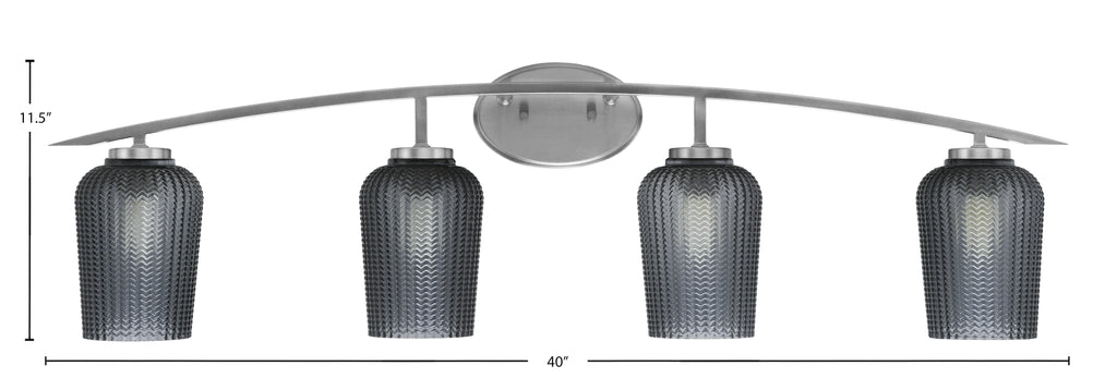 Kurve Four Light Bath Bar in Graphite with Smoke Textured Shade