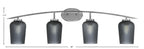 Kurve Four Light Bath Bar in Graphite with Smoke Textured Shade
