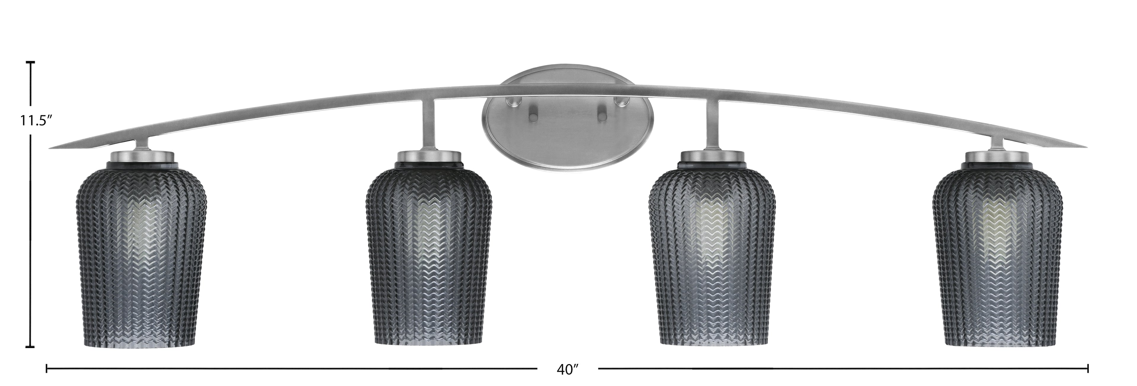 Kurve Four Light Bath Bar in Graphite with Smoke Textured Shade