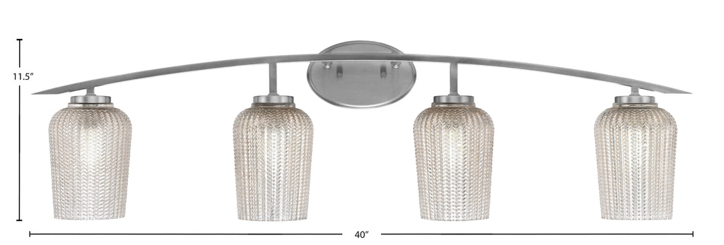 Kurve Four Light Bath Bar in Graphite with Silver Textured Shade