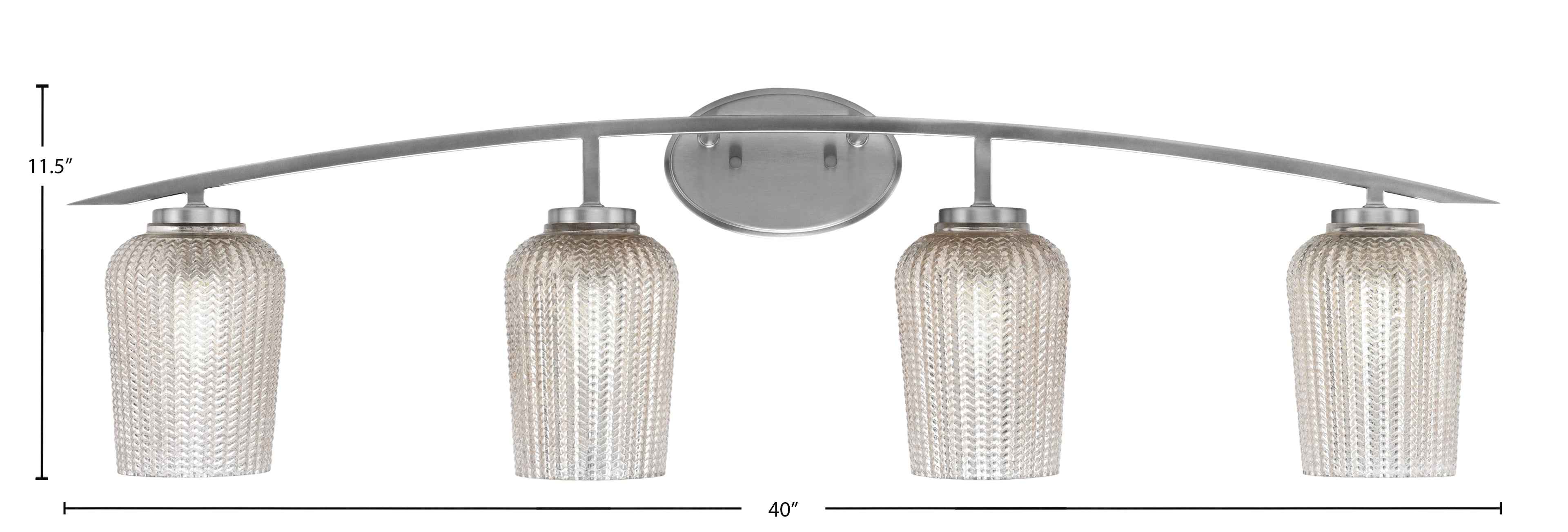 Kurve Four Light Bath Bar in Graphite with Silver Textured Shade