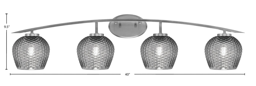 Kurve Four Light Bath Bar in Graphite with Smoke Textured Shade