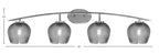 Kurve Four Light Bath Bar in Graphite with Smoke Textured Shade