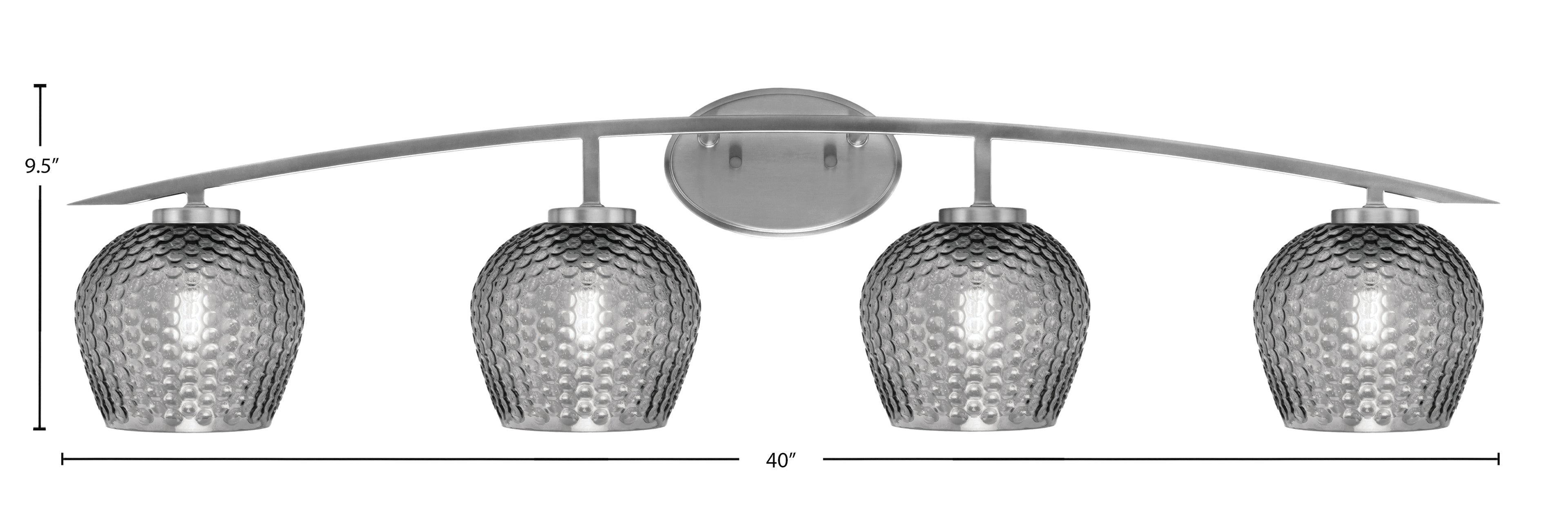 Kurve Four Light Bath Bar in Graphite with Smoke Textured Shade
