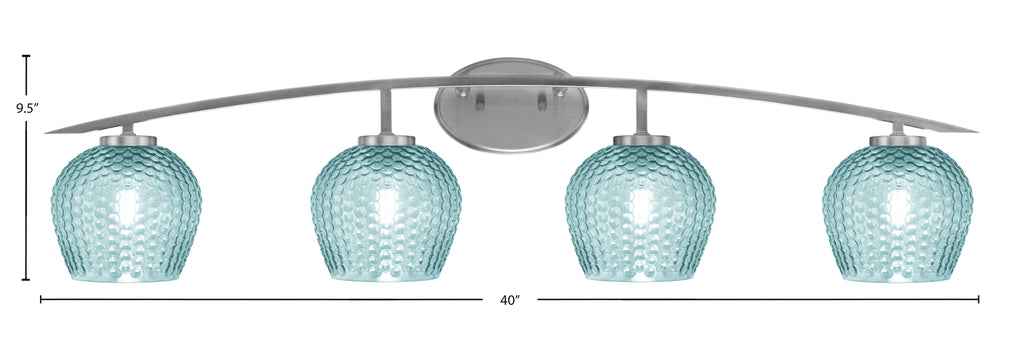 Kurve Four Light Bath Bar in Graphite with Turquoise Textured Shade