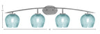 Kurve Four Light Bath Bar in Graphite with Turquoise Textured Shade