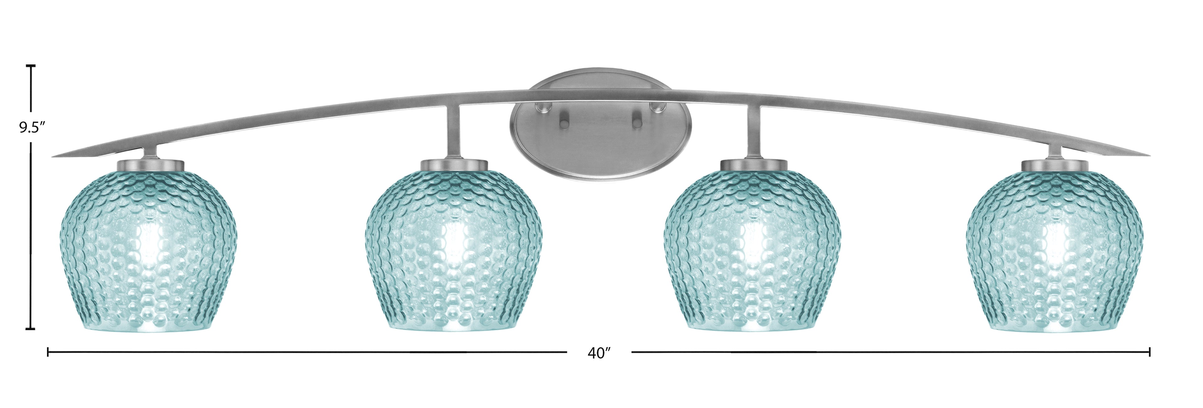 Kurve Four Light Bath Bar in Graphite with Turquoise Textured Shade