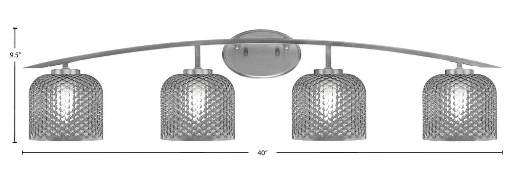 Kurve Four Light Bath Bar in Graphite with Smoke Textured Shade