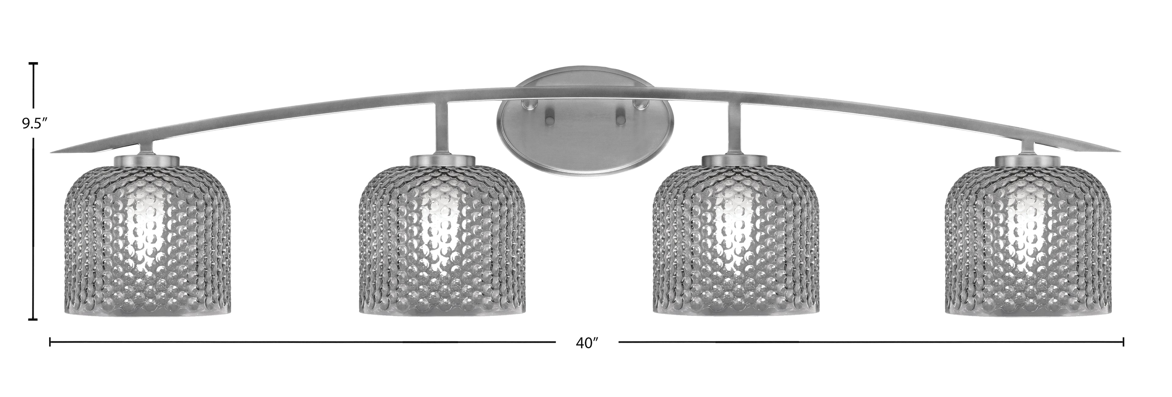 Kurve Four Light Bath Bar in Graphite with Smoke Textured Shade
