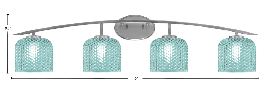 Kurve Four Light Bath Bar in Graphite with Turquoise Textured Shade