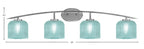 Kurve Four Light Bath Bar in Graphite with Turquoise Textured Shade