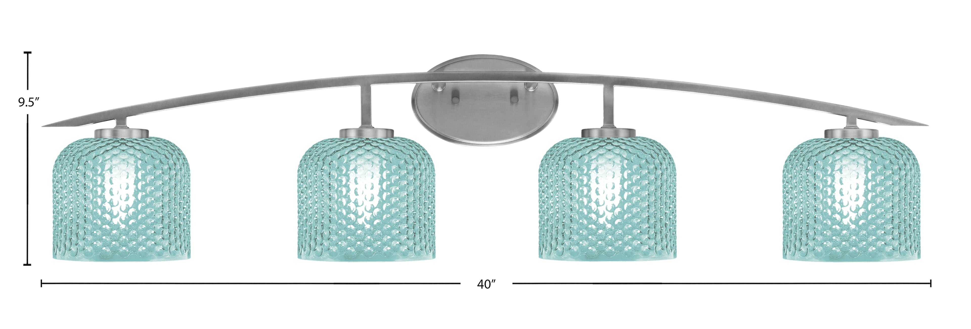 Kurve Four Light Bath Bar in Graphite with Turquoise Textured Shade
