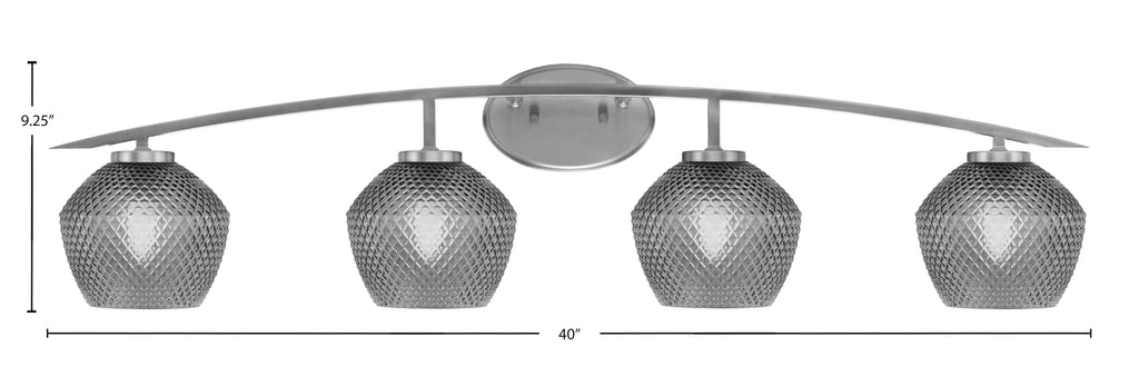Kurve Four Light Bath Bar in Graphite with Smoke Textured Shade